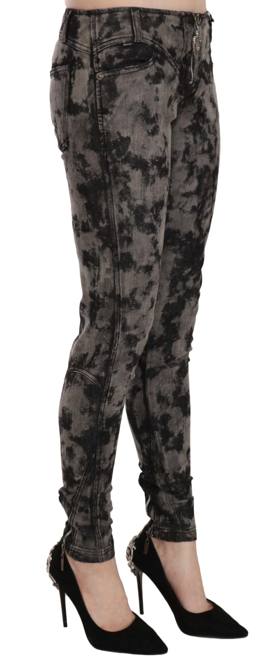 Just Cavalli Black Gray Faded Low Waist Skinny Denim Trousers Women's Jeans