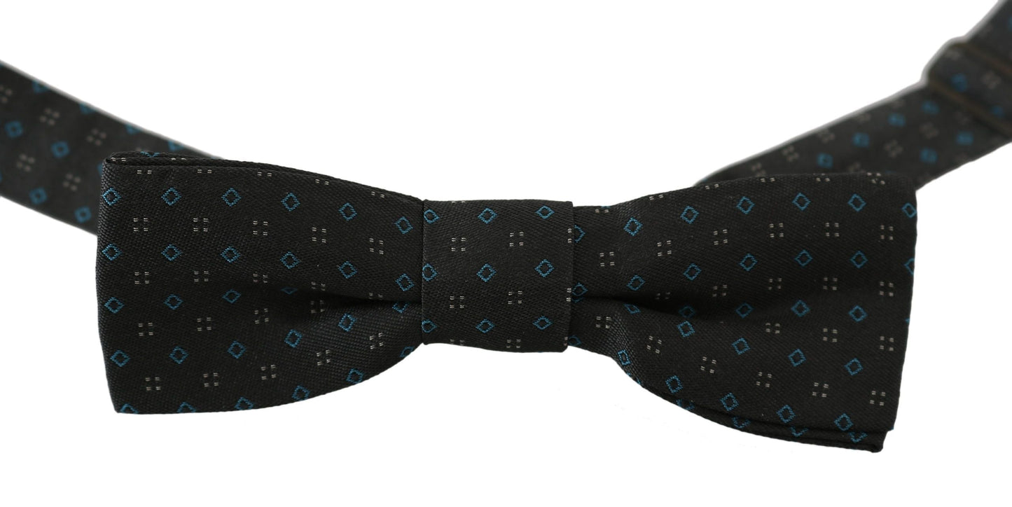 Dolce & Gabbana Men Gray Pattern Silk Adjustable Neck Papillon Bow Men's Tie