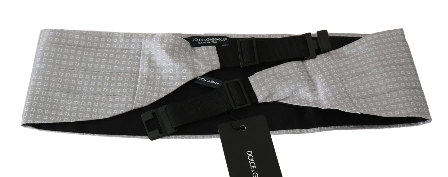 Dolce & Gabbana Gray Patterned Waist Belt Silk Men's Cummerbund