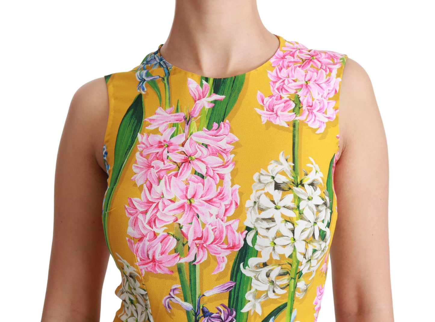 Dolce & Gabbana Yellow Floral Stretch Top Tank Women's Blouse