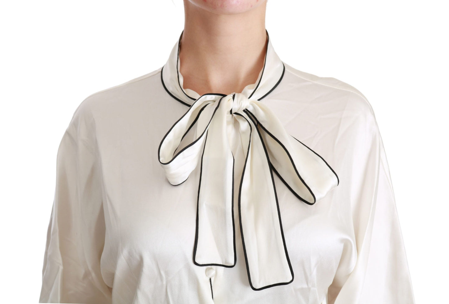 Dolce & Gabbana Beige 3/4 Sleeve Shirt Blouse Silk Women's Top