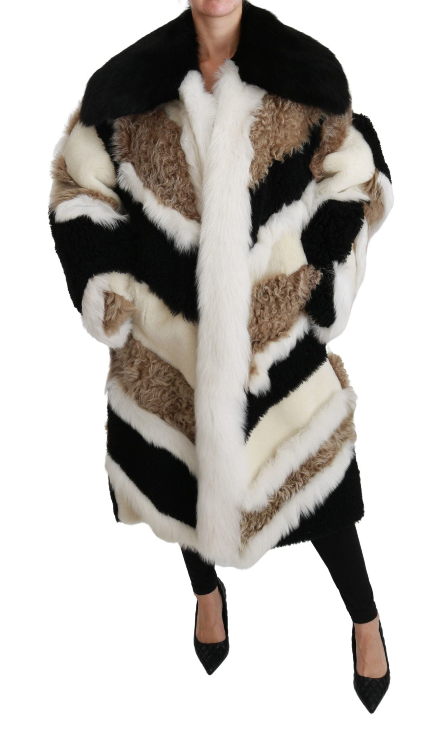 Dolce & Gabbana Sheep Fur Shearling Cape Jacket Women's Coat