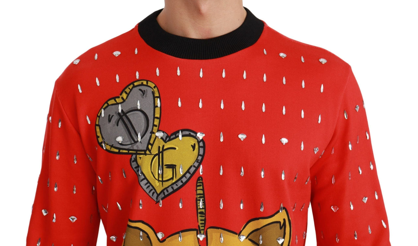 Dolce & Gabbana Red Crystal Pig of the Year Men's Sweater