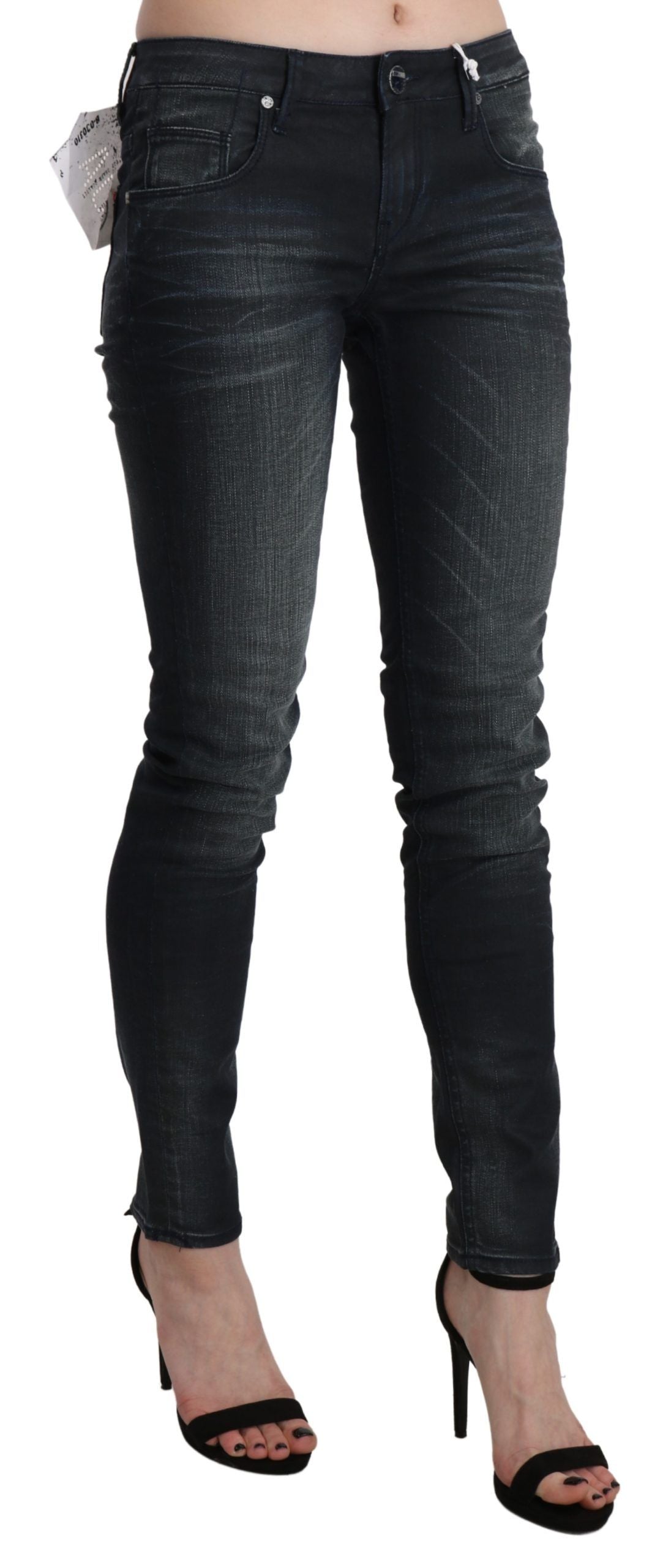 Acht Blue Washed Low Waist Skinny Denim Women's Trouser