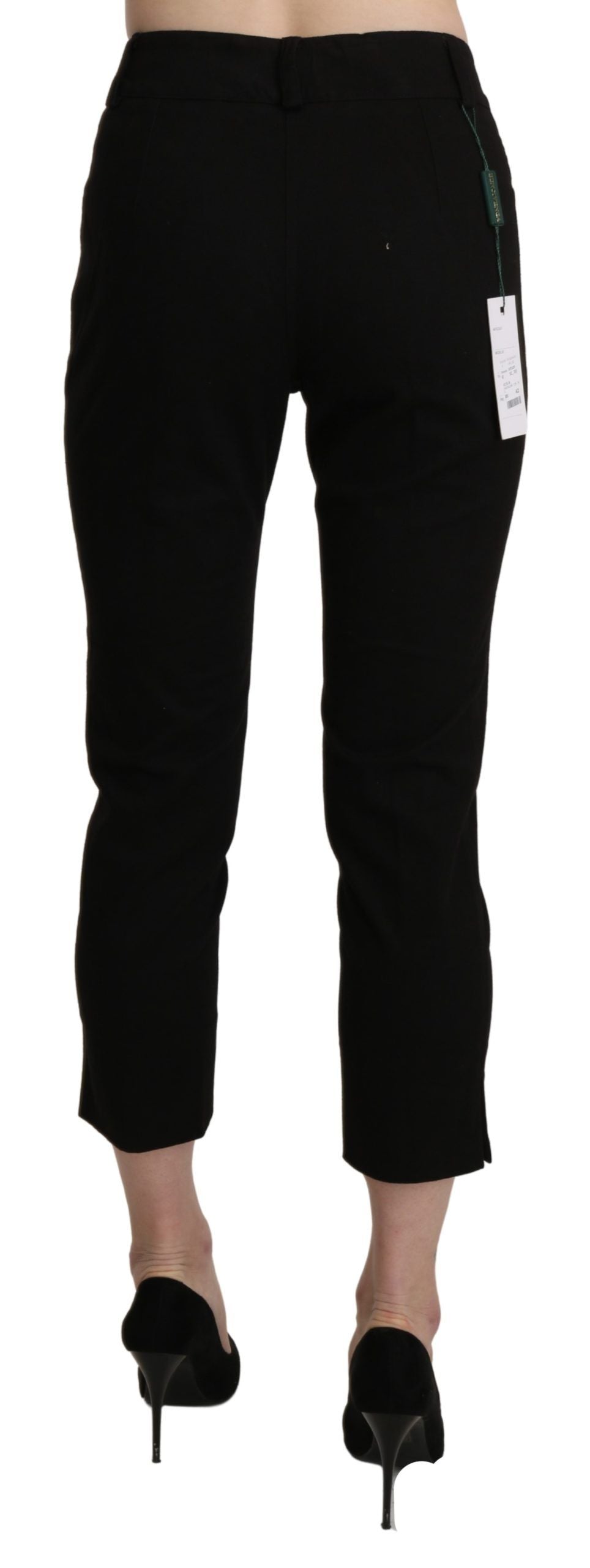 BENCIVENGA Black High Waist Skinny Cropped Dress Trouser Women's Pants