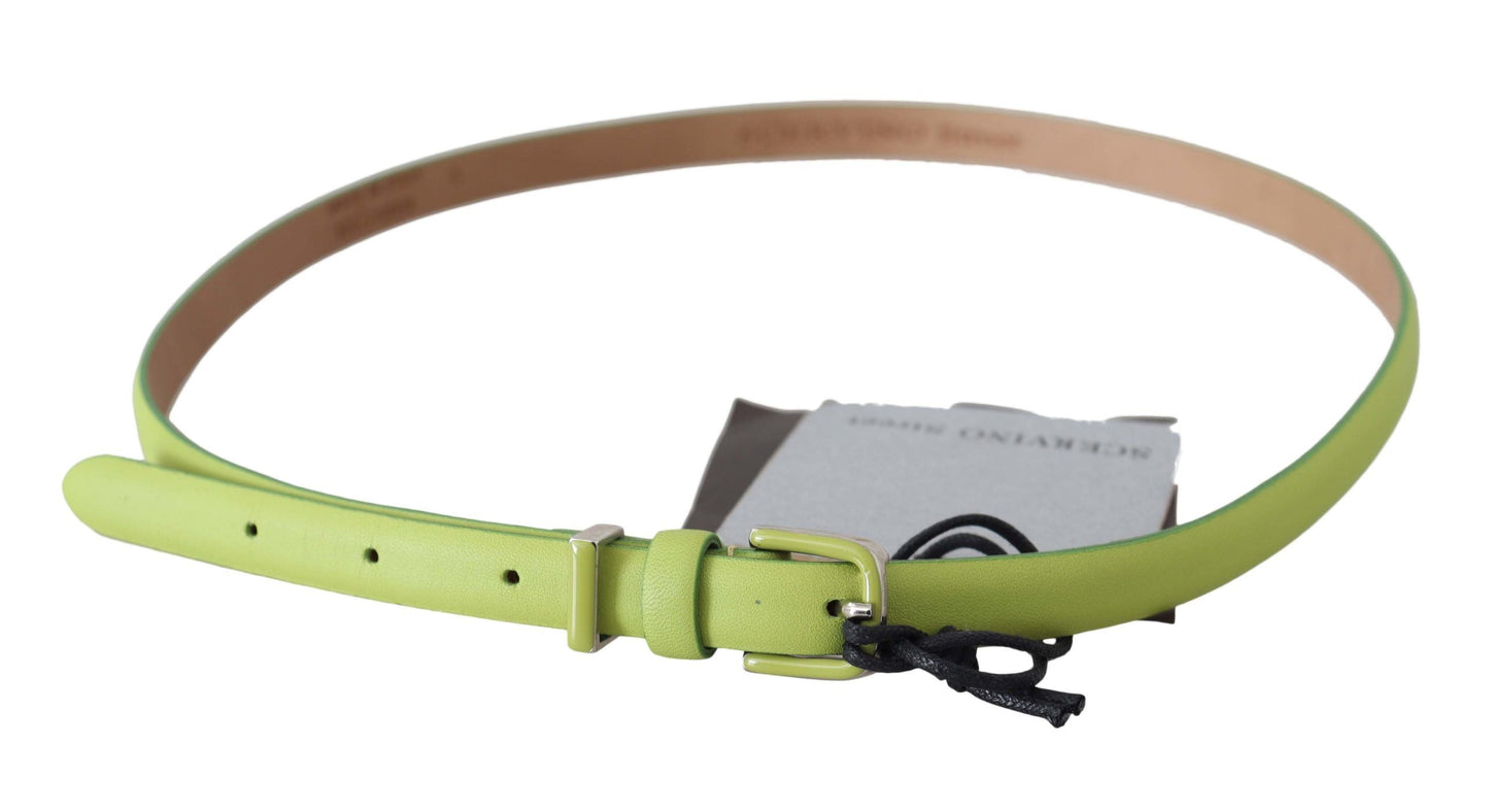 Scervino Street Green Leather Chartreuse Silver Green Buckle Women's Belt