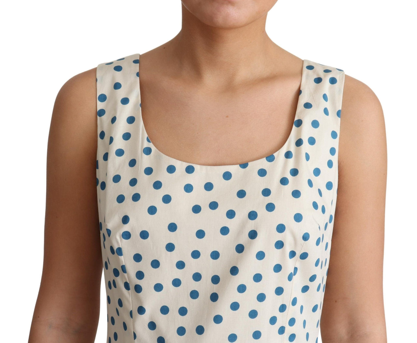 Dolce & Gabbana Beige Dotted Cotton A-Line Gown Women's Dress