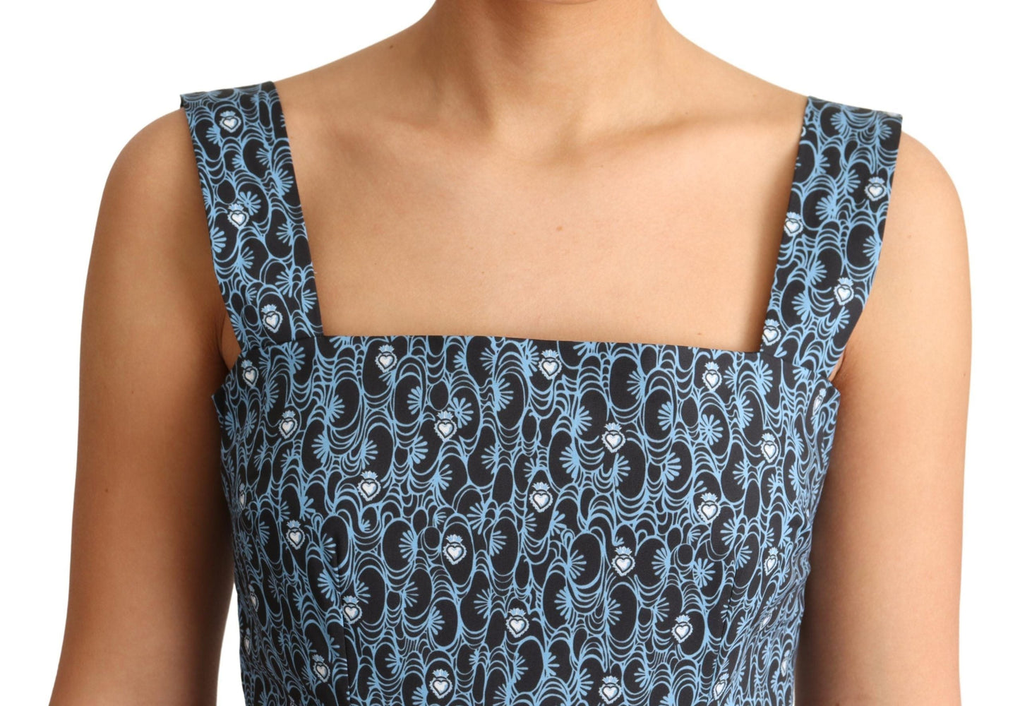 Dolce & Gabbana Blue Heart Cotton A-Line Stretch Women's Dress