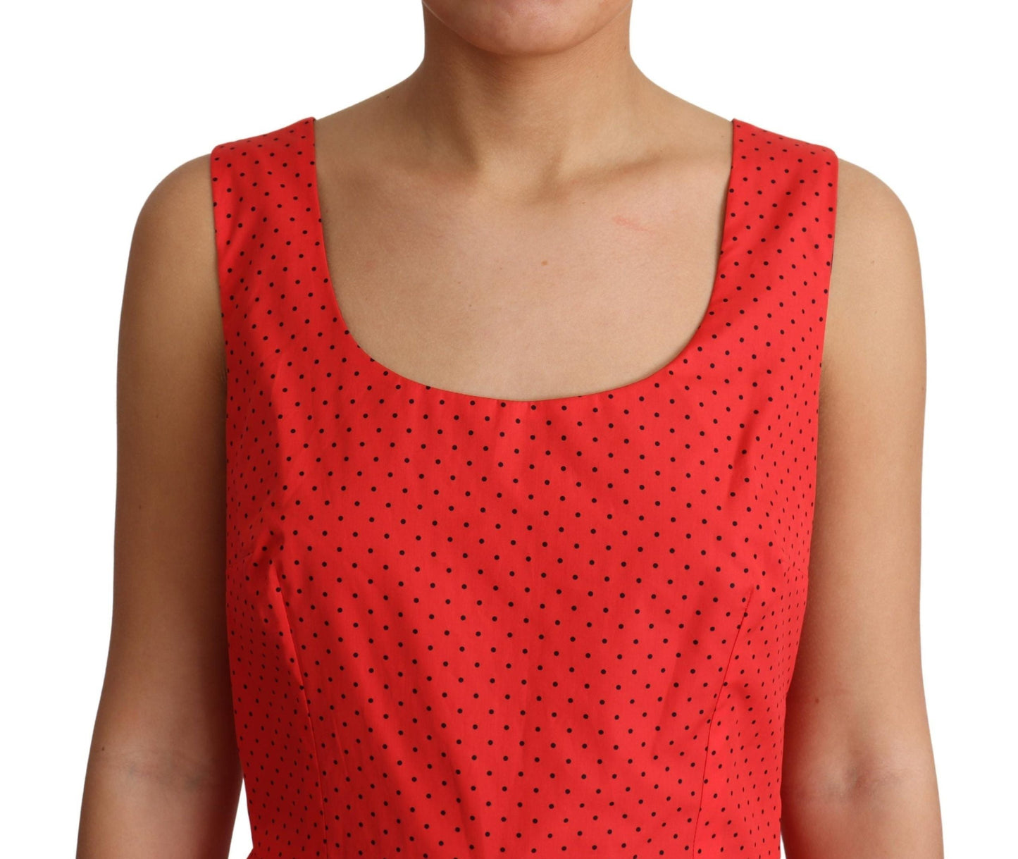Dolce & Gabbana Red Polka Dotted Cotton A-Line Women's Dress