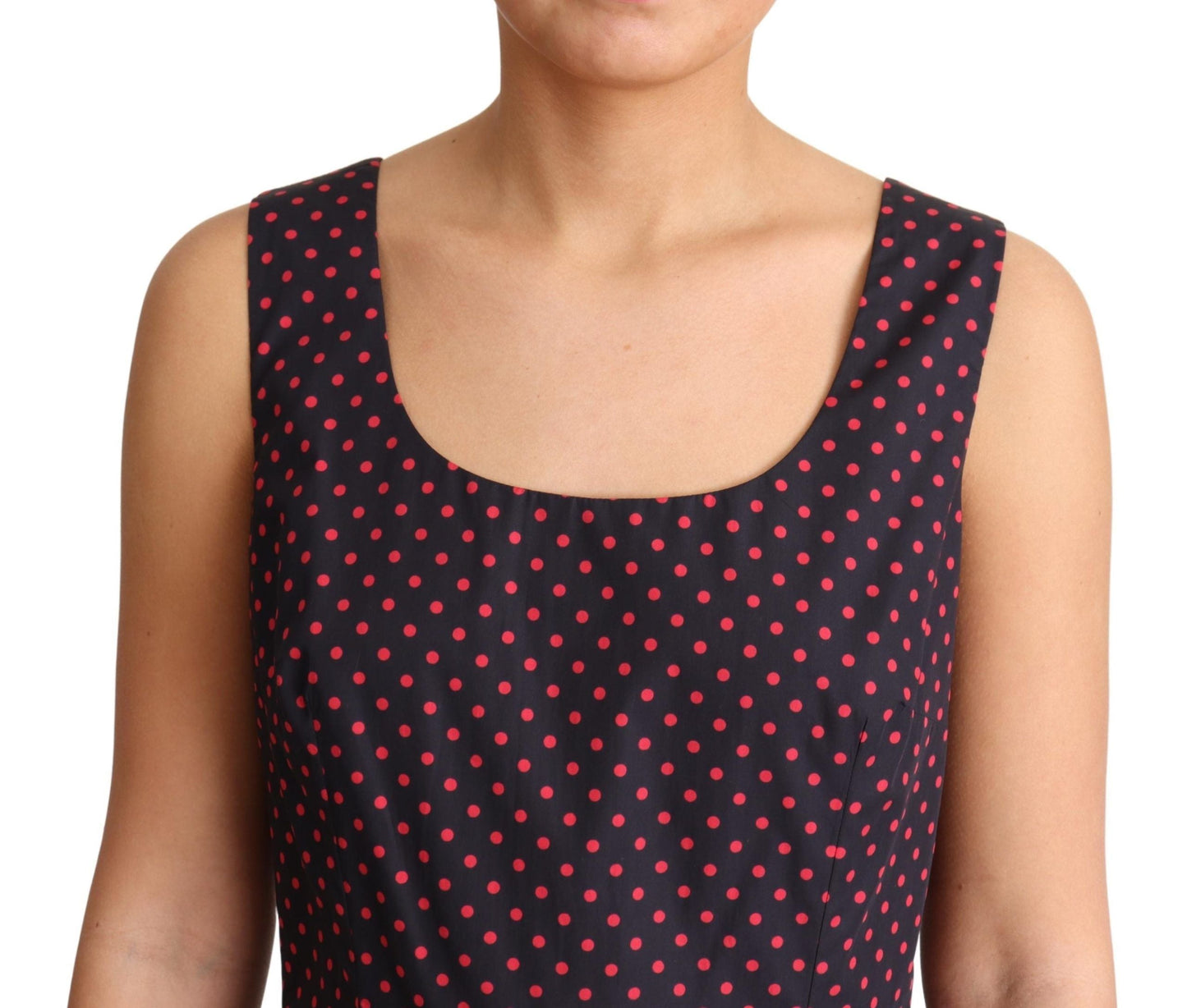 Dolce & Gabbana Red Blue Polka Cotton A-Line Gown Women's Dress