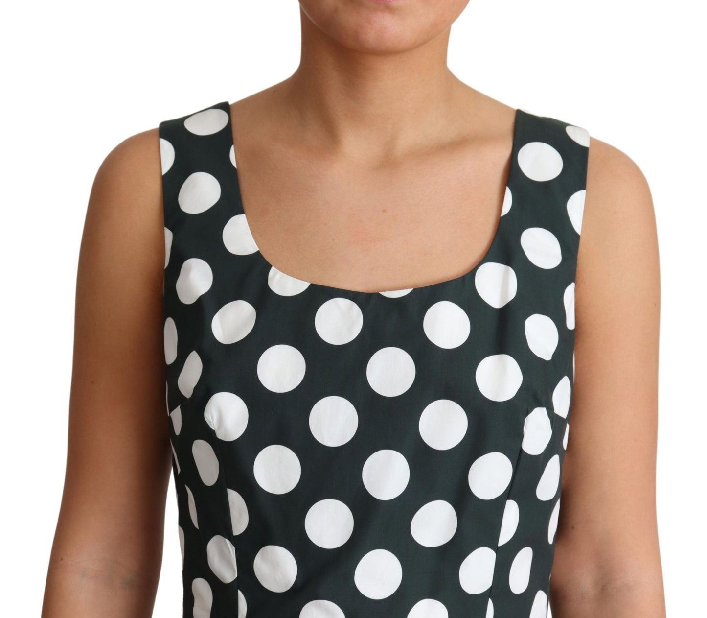 Dolce & Gabbana Green Polka Dotted Cotton A-Line Women's Dress