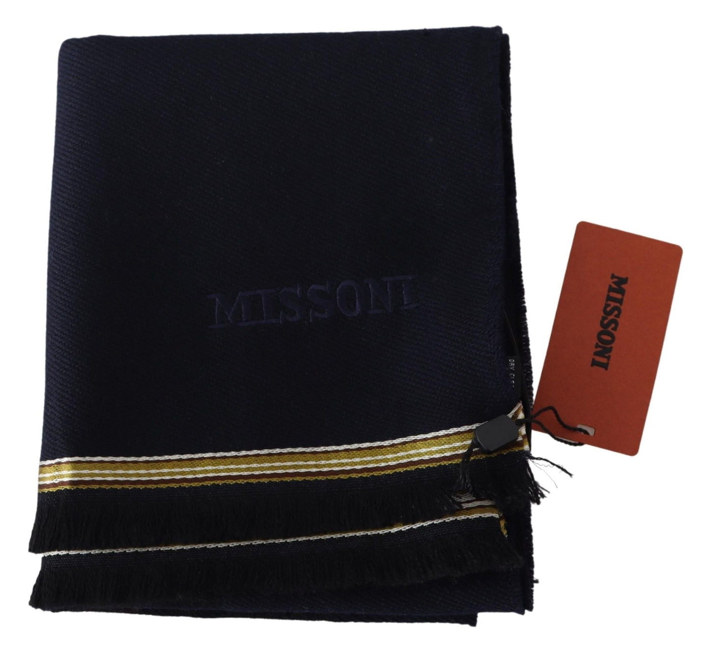 Missoni Black 100% Wool Unisex Neck Wrap Fringes Men's Scarf