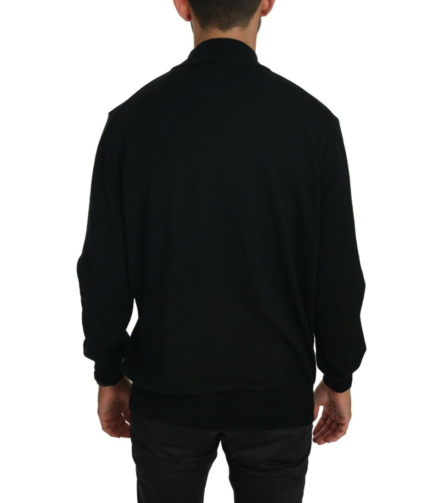 MILA SCH��N Black Turtle Neck Pullover Top Virgin Wool Men's Sweater