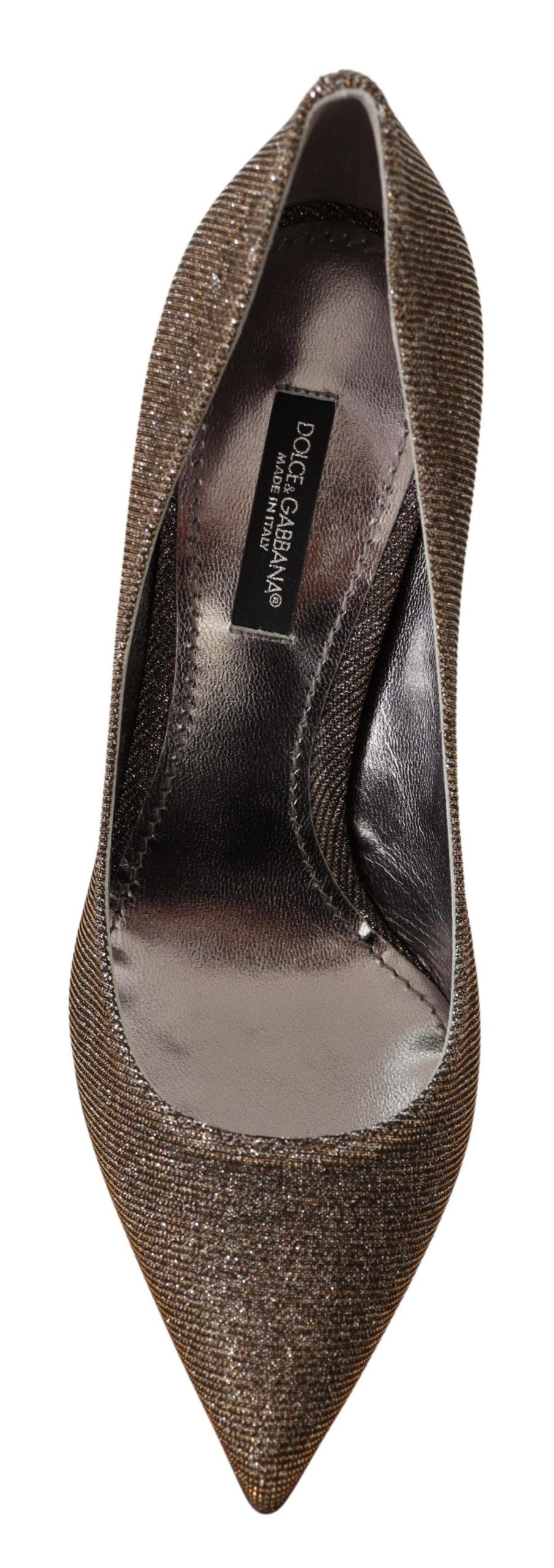 Dolce & Gabbana Gold Silver Fabric Heels Pumps Women's Shoes
