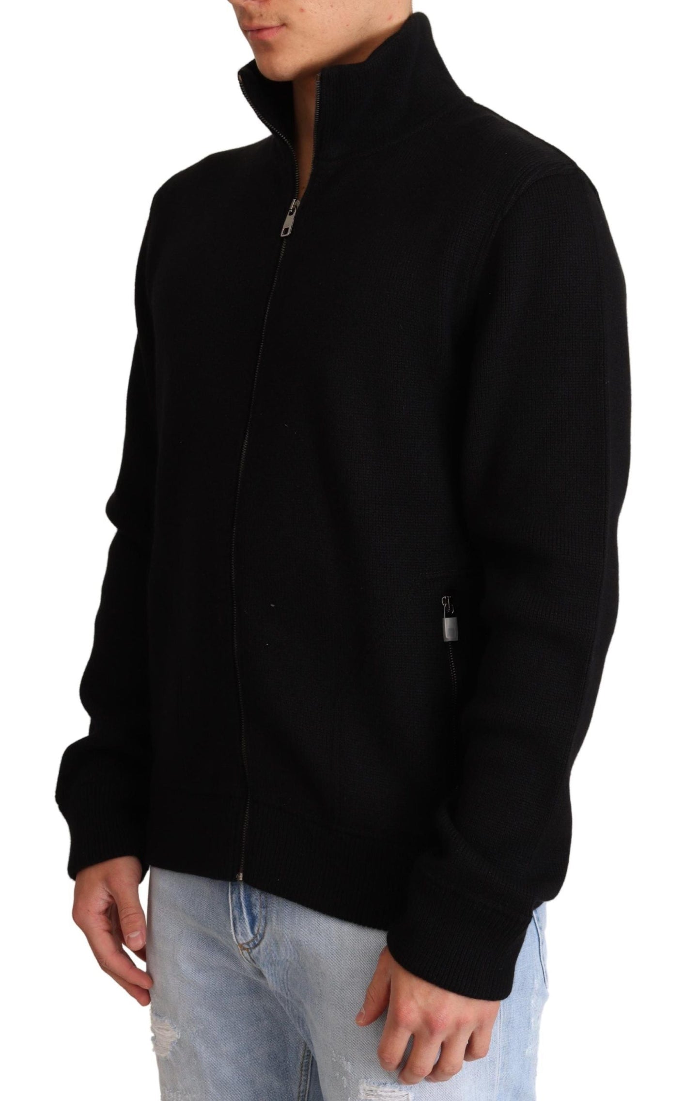 Dolce & Gabbana Black Cashmere Zipper Mens Men's Sweater