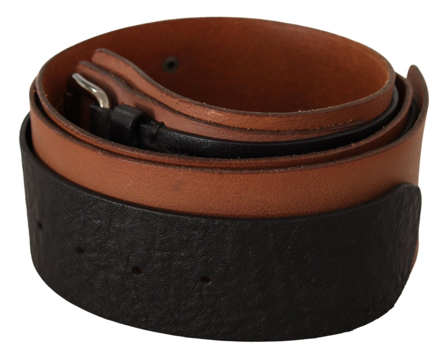 Costume National Black Brown Leather Silver Women's Buckle