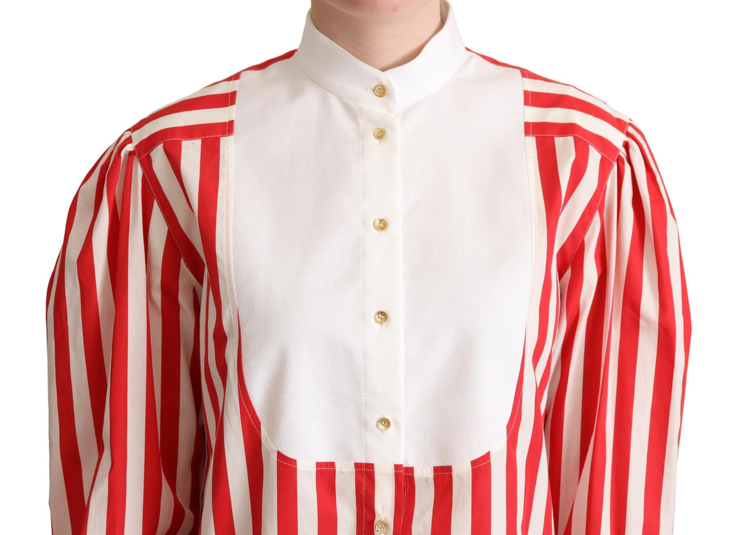 Dolce & Gabbana Red White Striped Long Sleeves Formal Women's Shirt