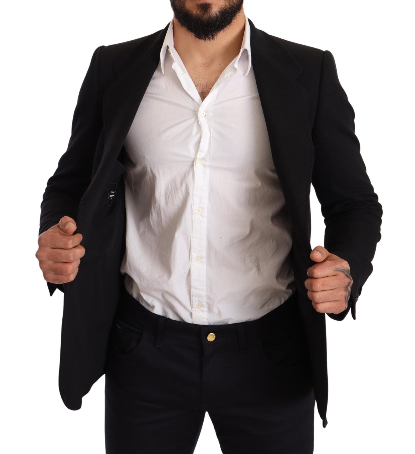 Dolce & Gabbana Black Cotton Slim Fit Coat Jacket Men's Blazer