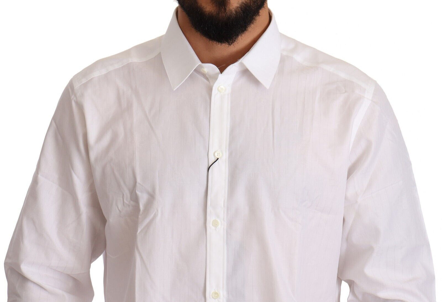 Dolce & Gabbana White Cotton Slim Fit Men MARTINI Men's Shirt
