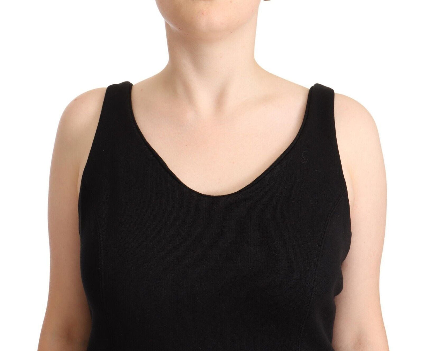 Ermanno Scervino Black Cotton Sleevelesss Tank Casual Women's Top