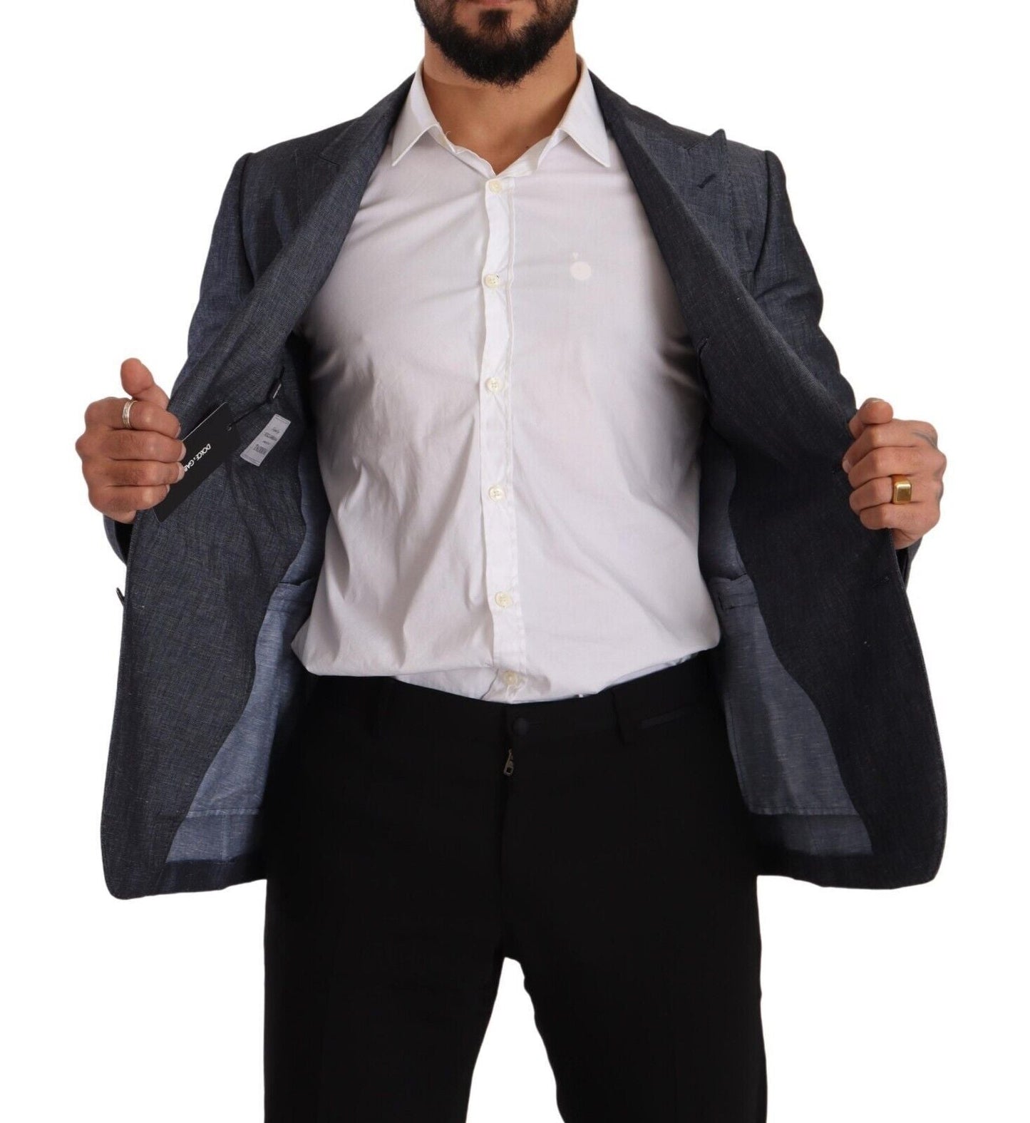 Dolce & Gabbana Blue Linen Cotton Jacket TAORMINA Men's Blazer