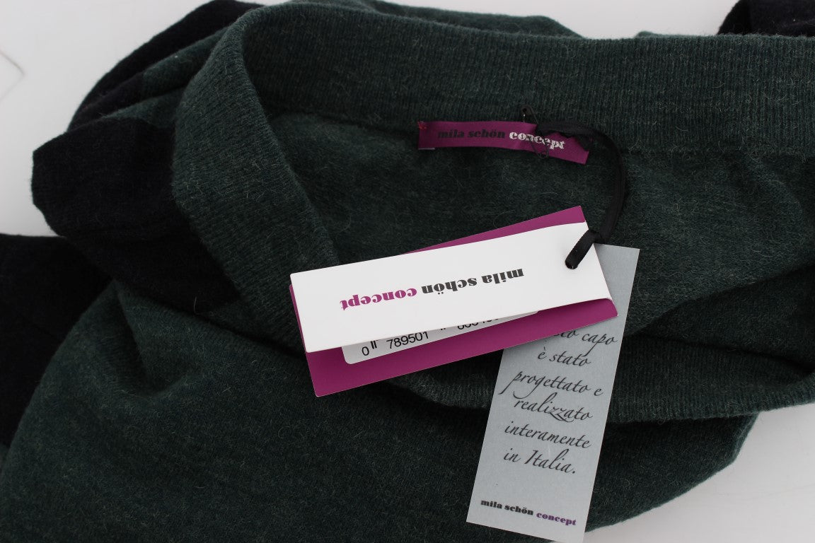MILA SCH��N Green Wool Blend Pencil Women's Skirt