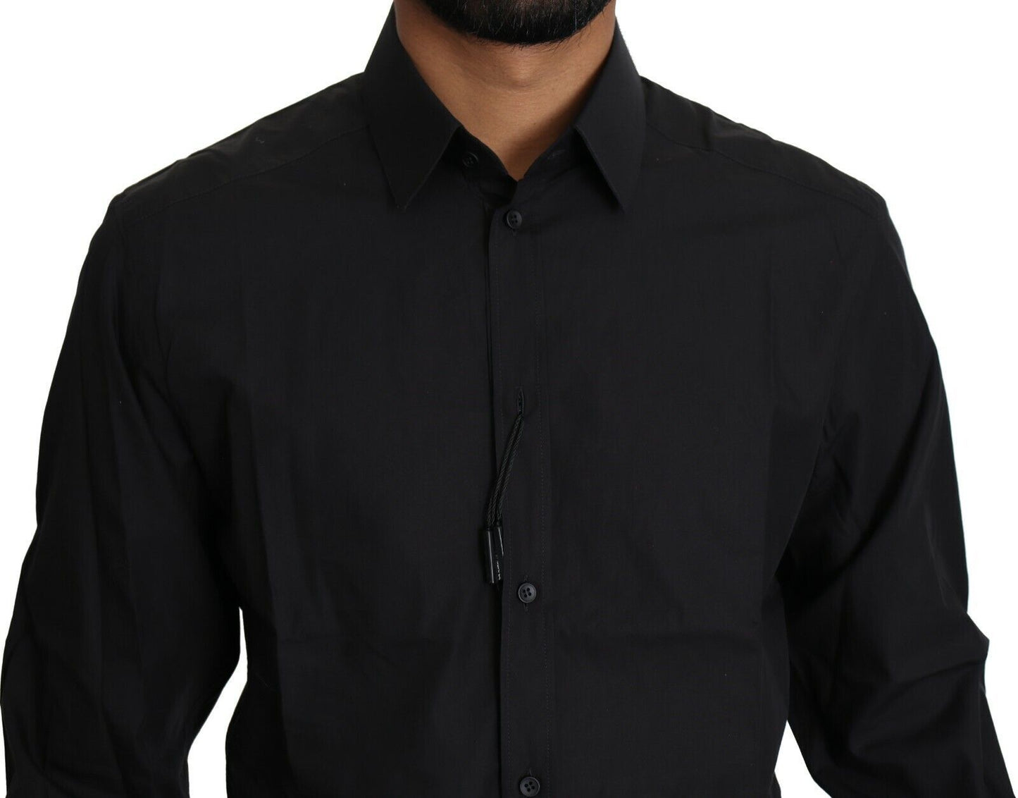 Dolce & Gabbana Black Cotton Formal Dress Men Top Men's Shirt