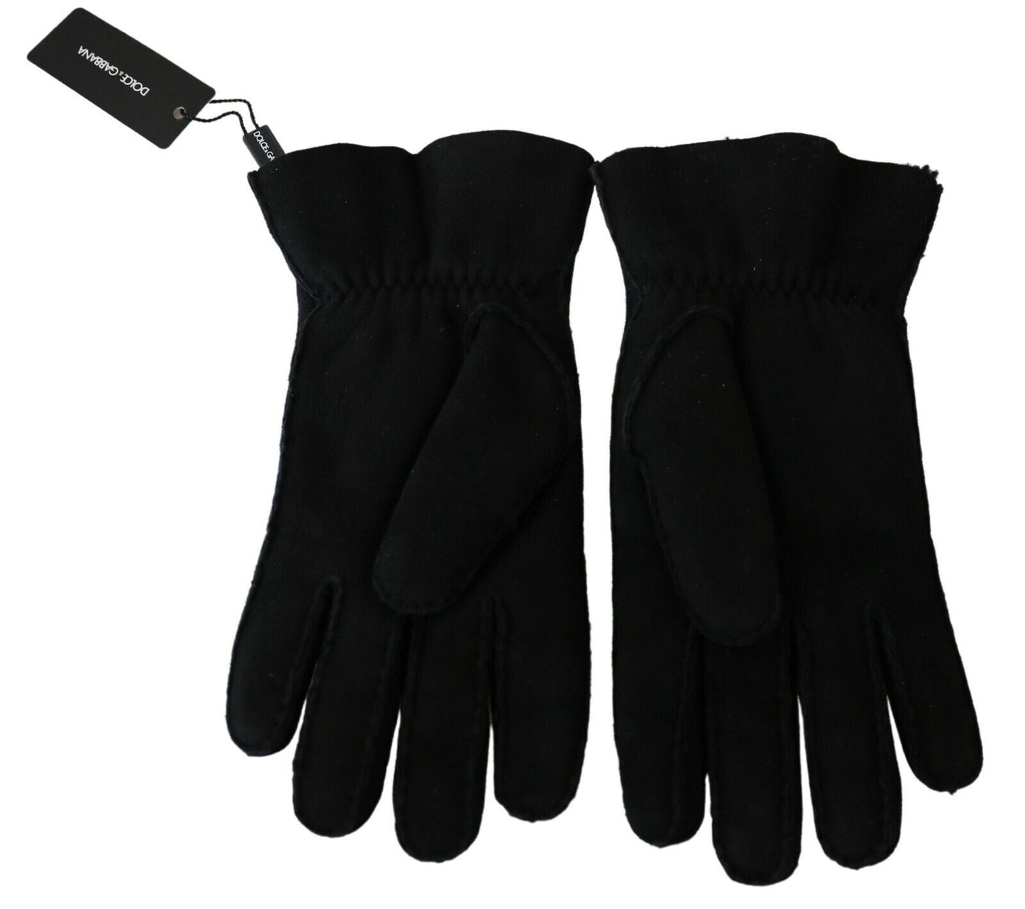 Dolce & Gabbana Black Leather Motorcycle Biker Mitten Men's Gloves