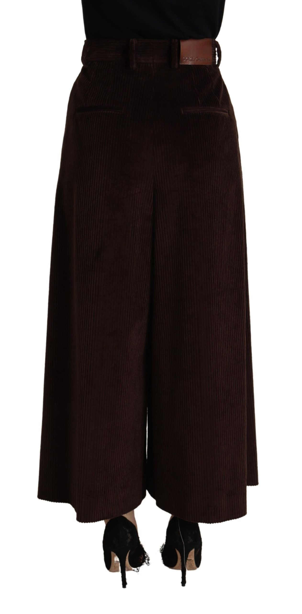 Dolce & Gabbana Bordeaux Corduroy Cotton Trouser Wide Leg Women's Pants
