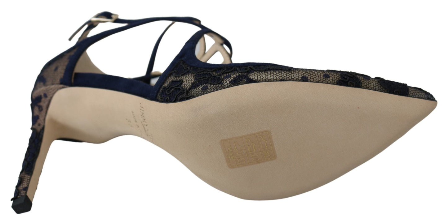 Jimmy Choo Navy Blue Lancer 85 Sandals Women's Pumps