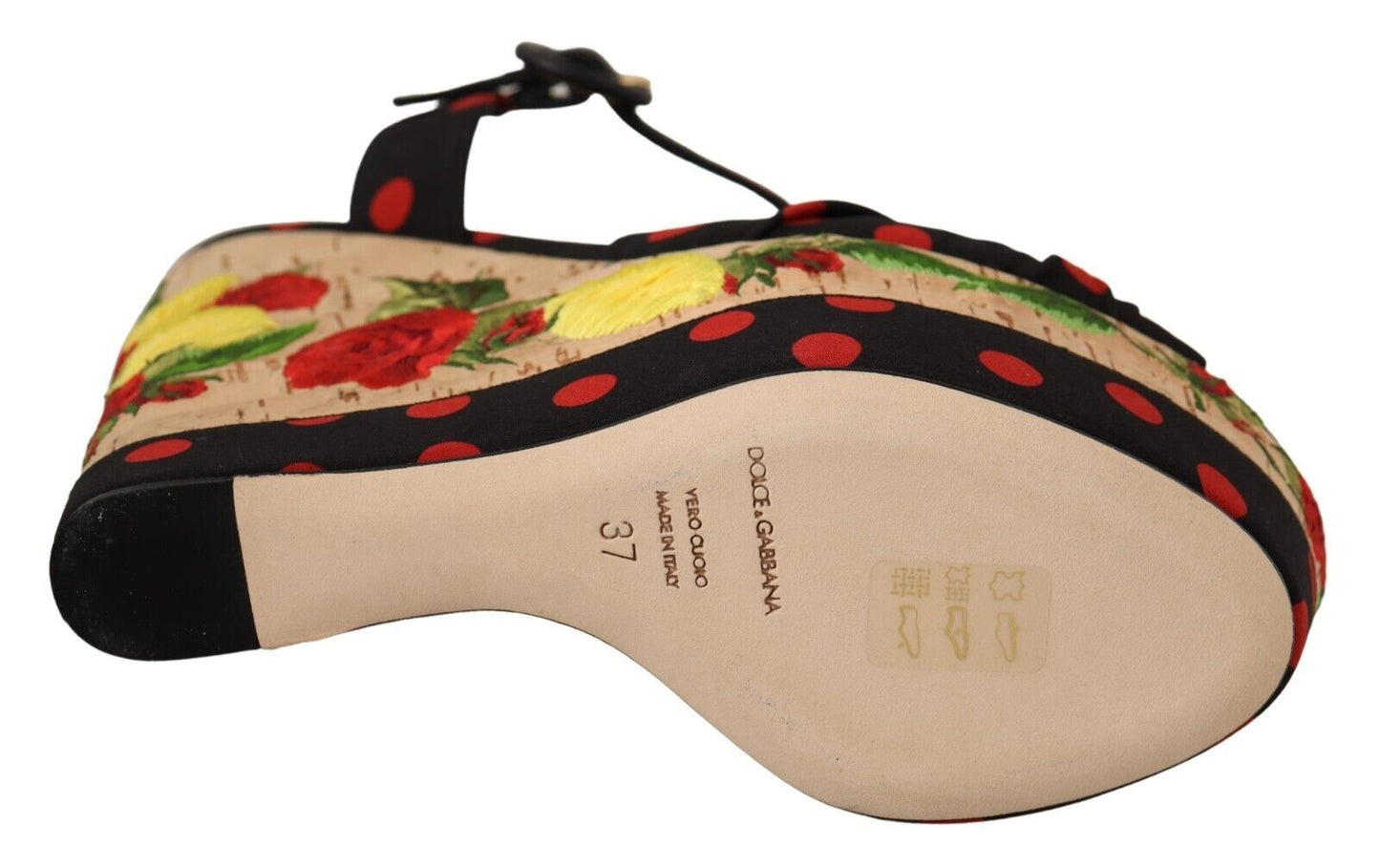 Dolce & Gabbana Multicolor Platform Wedges Sandals Charmeuse Women's Shoes