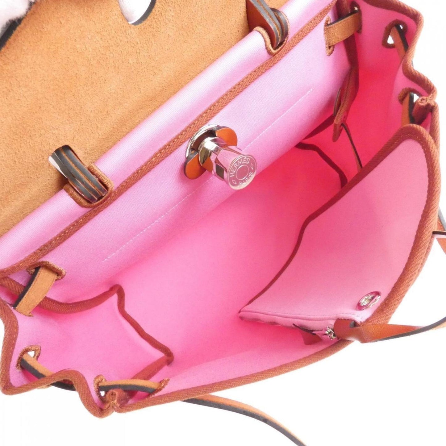 Hermes Pink Toile Officier Handbag (Pre-Owned)