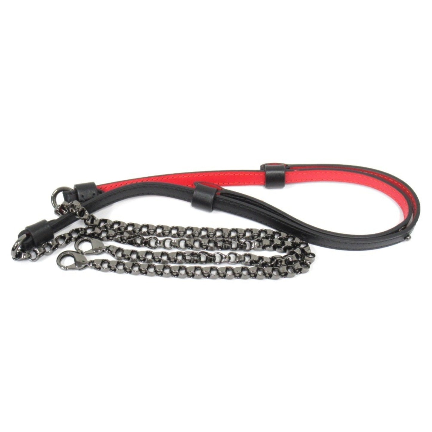 Christian Louboutin Black Red Color Leather Clutch Bag (Pre-Owned)