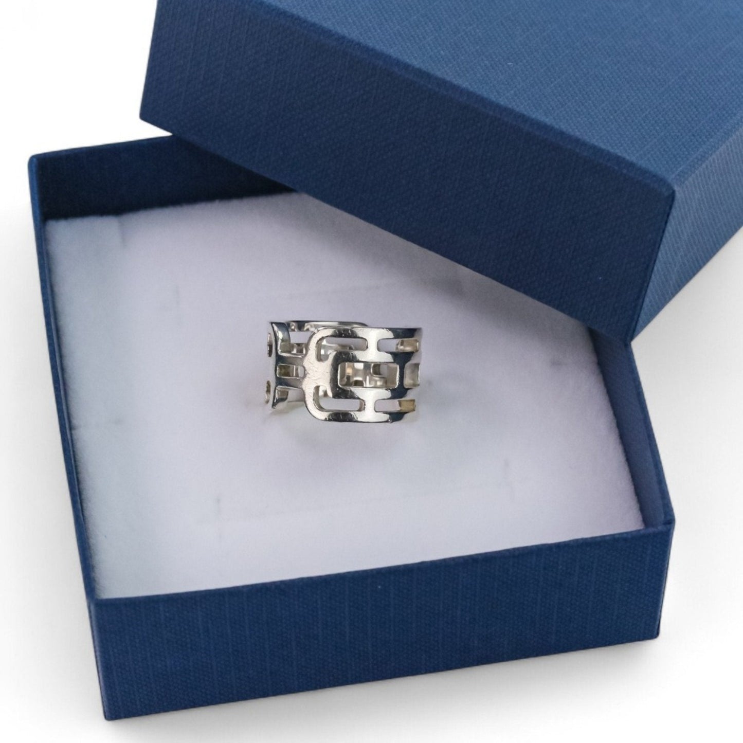 Hermes Silver Silver 925 Band Ring (Pre-Owned)