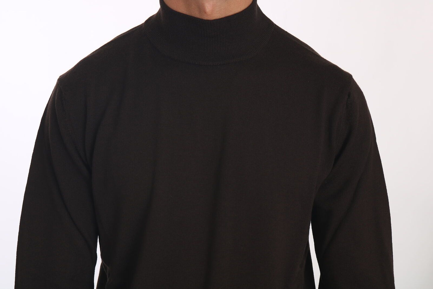 MILA SCH��N Brown Turtle Neck Pullover Wool Men's Sweater