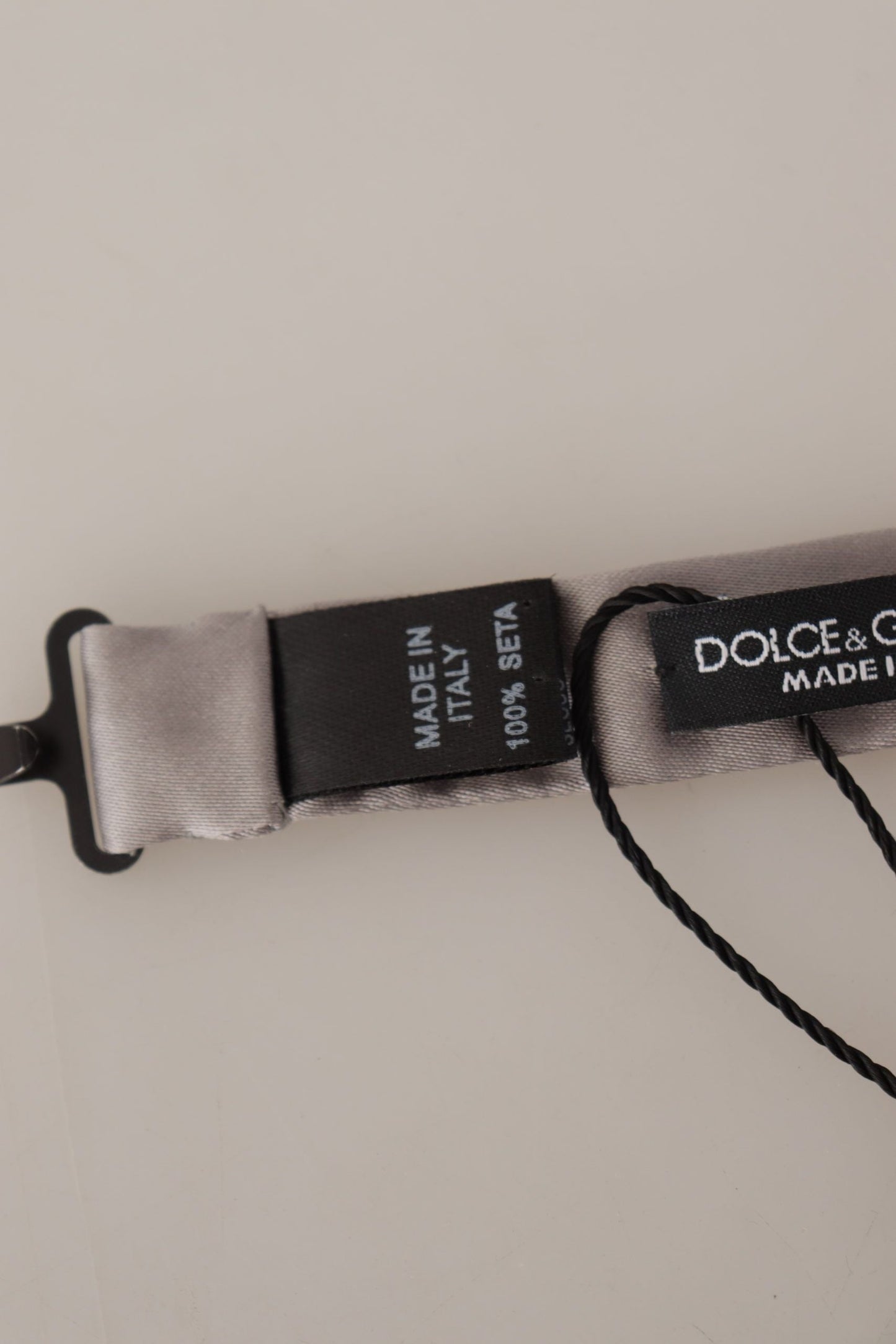 Dolce & Gabbana Silver 100% Silk Slim Adjustable Neck Papillon Men's Tie