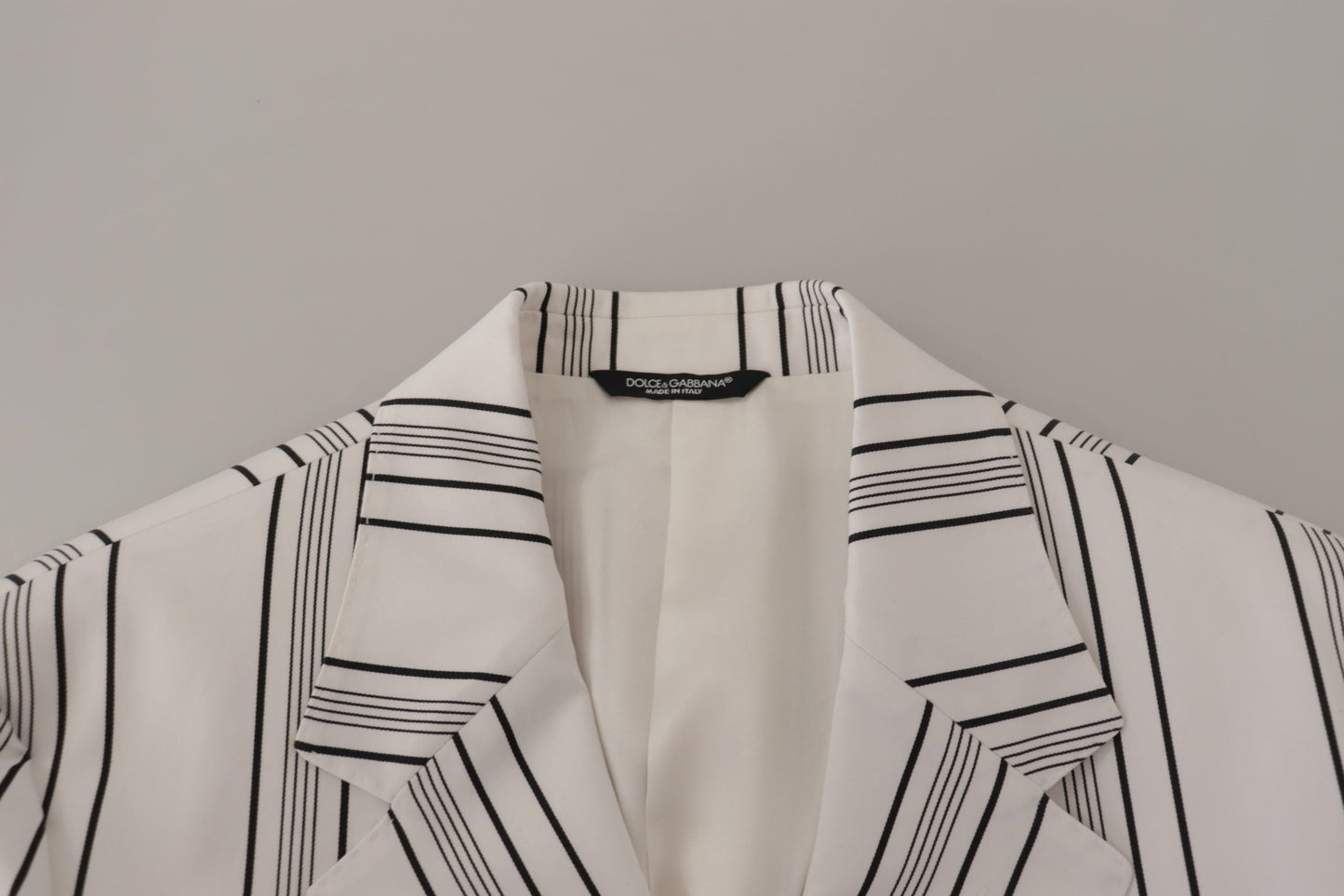 Dolce & Gabbana White Stripes Cotton Single Breasted Men's Blazer