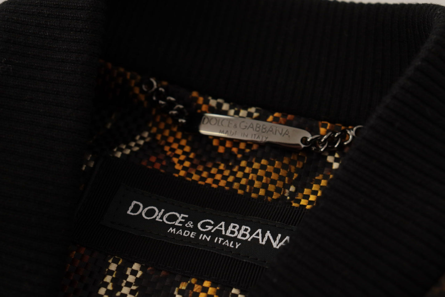 Dolce & Gabbana Brown Feather Full Zip Blouson Men's Jacket