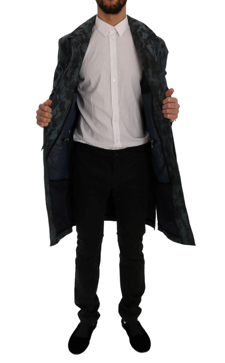 Dolce & Gabbana Blue Camouflage Men's Men's Trench