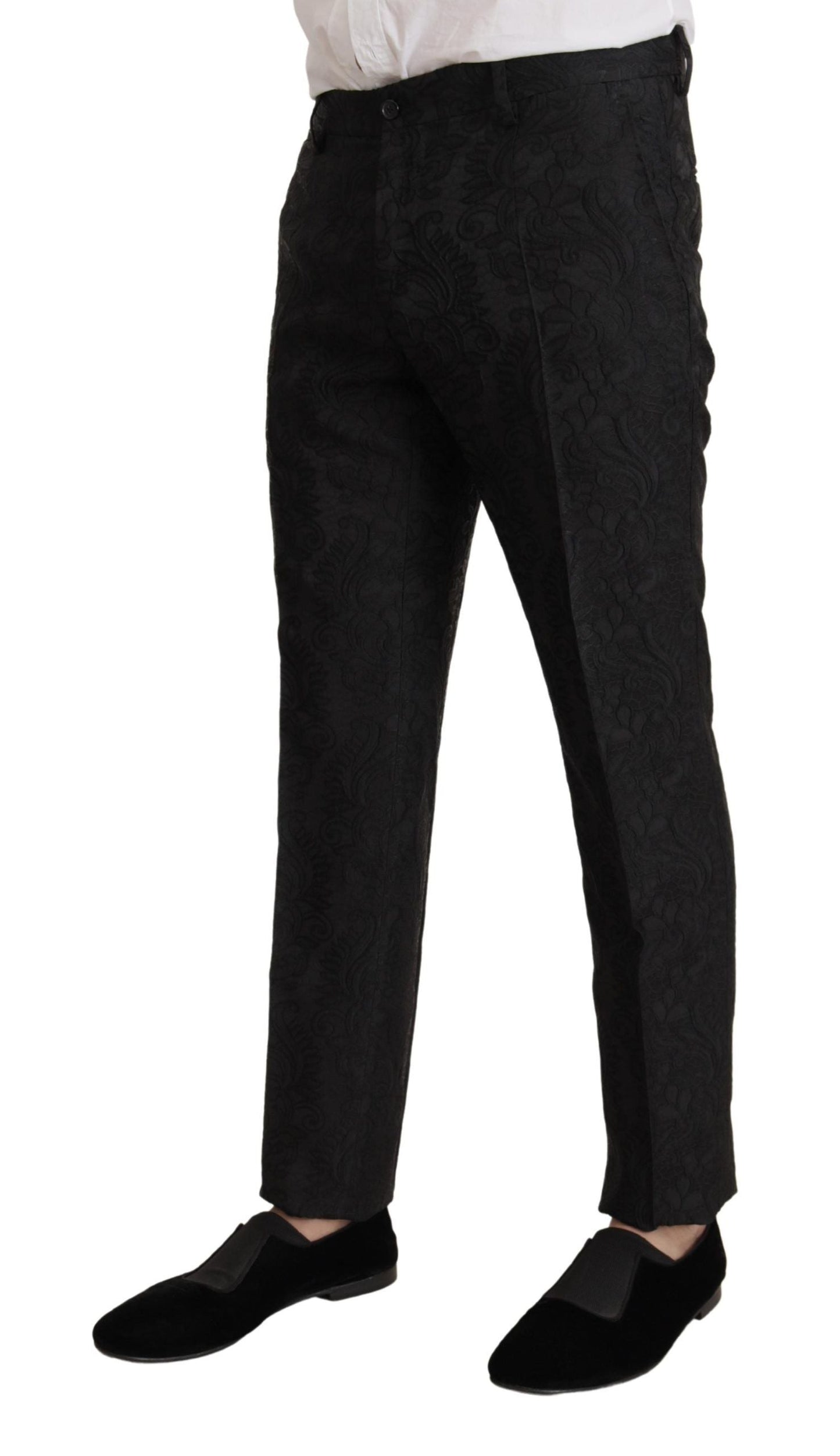 Dolce & Gabbana Black Brocade Formal 2 Piece MARTINI Men's Suit