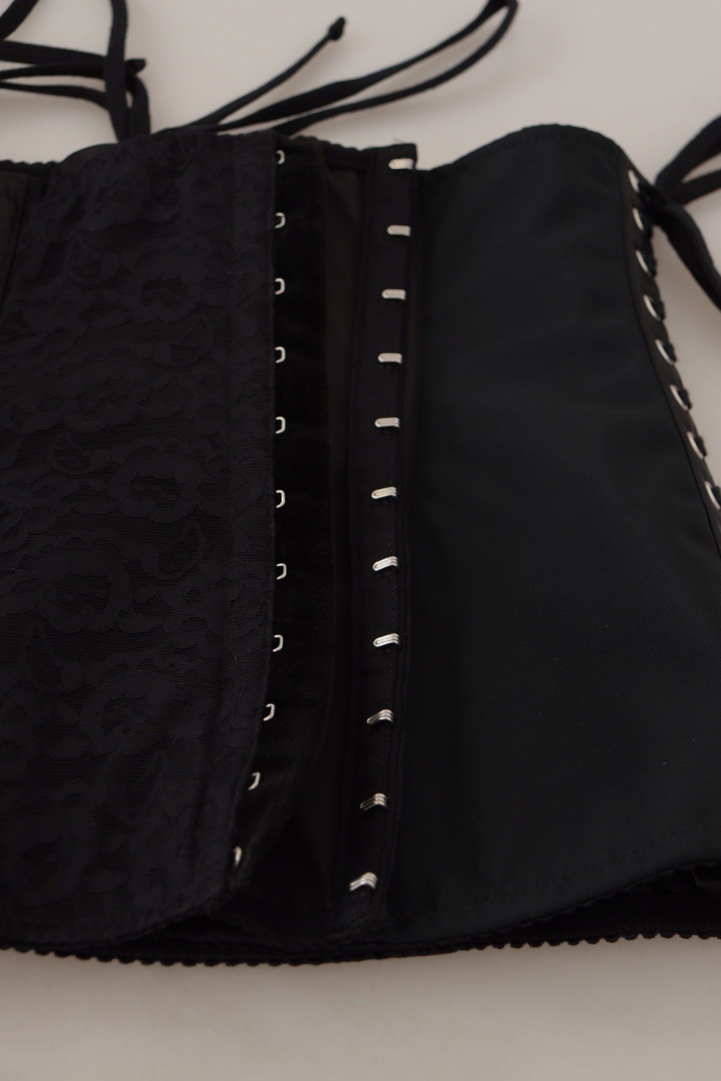 Dolce & Gabbana Black Corset Belt Stretch Waist Strap Women's Top
