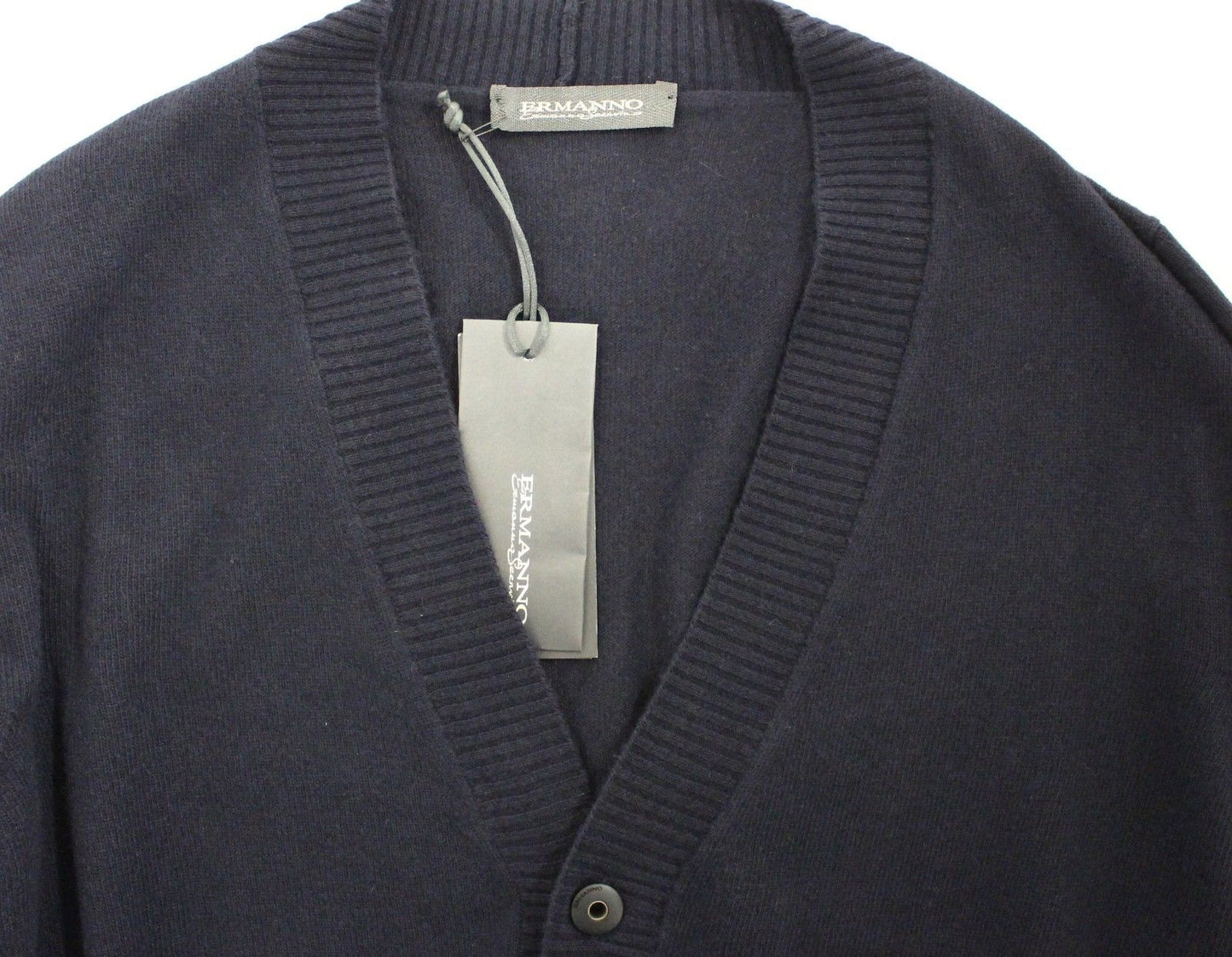 Ermanno Scervino Blue Wool Cashmere Cardigan Pullover Men's Sweater
