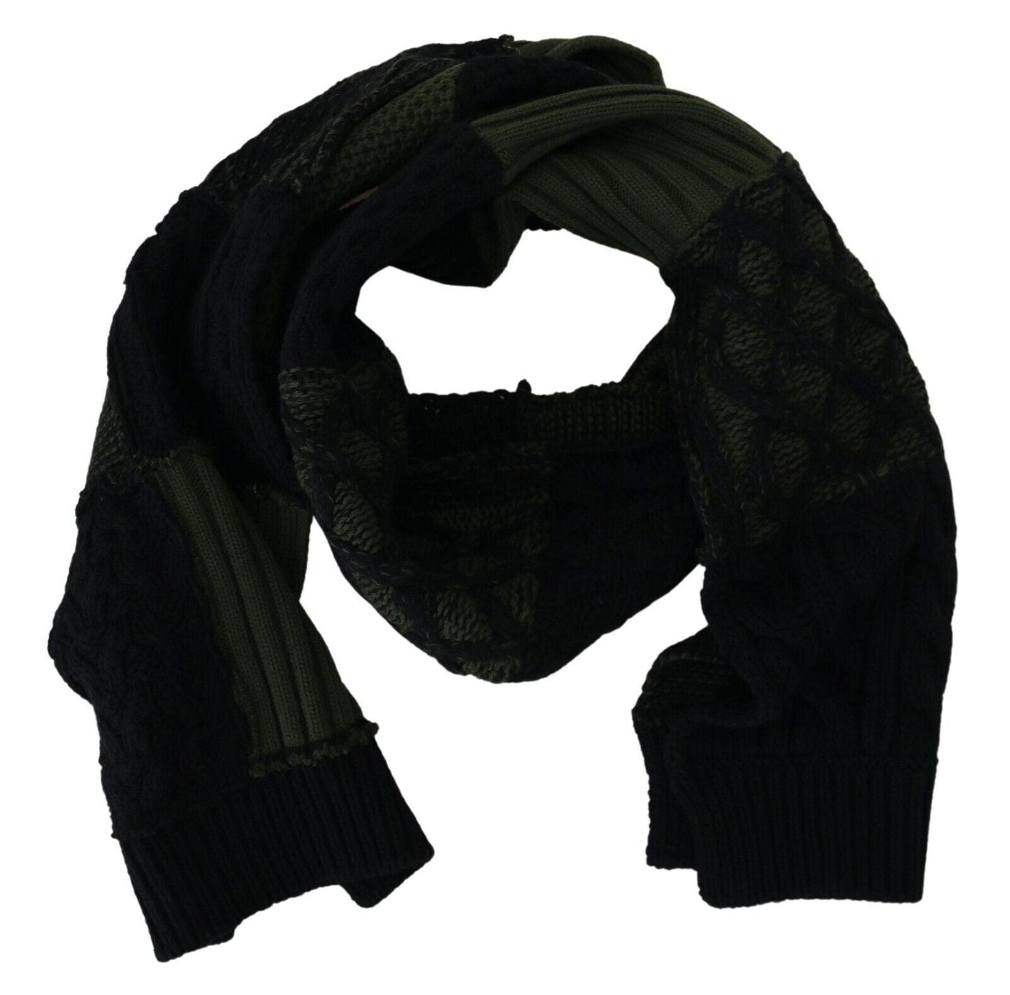 Dolce & Gabbana Black Green Knitted Men Neck Wrap Shawl Men's Scarf