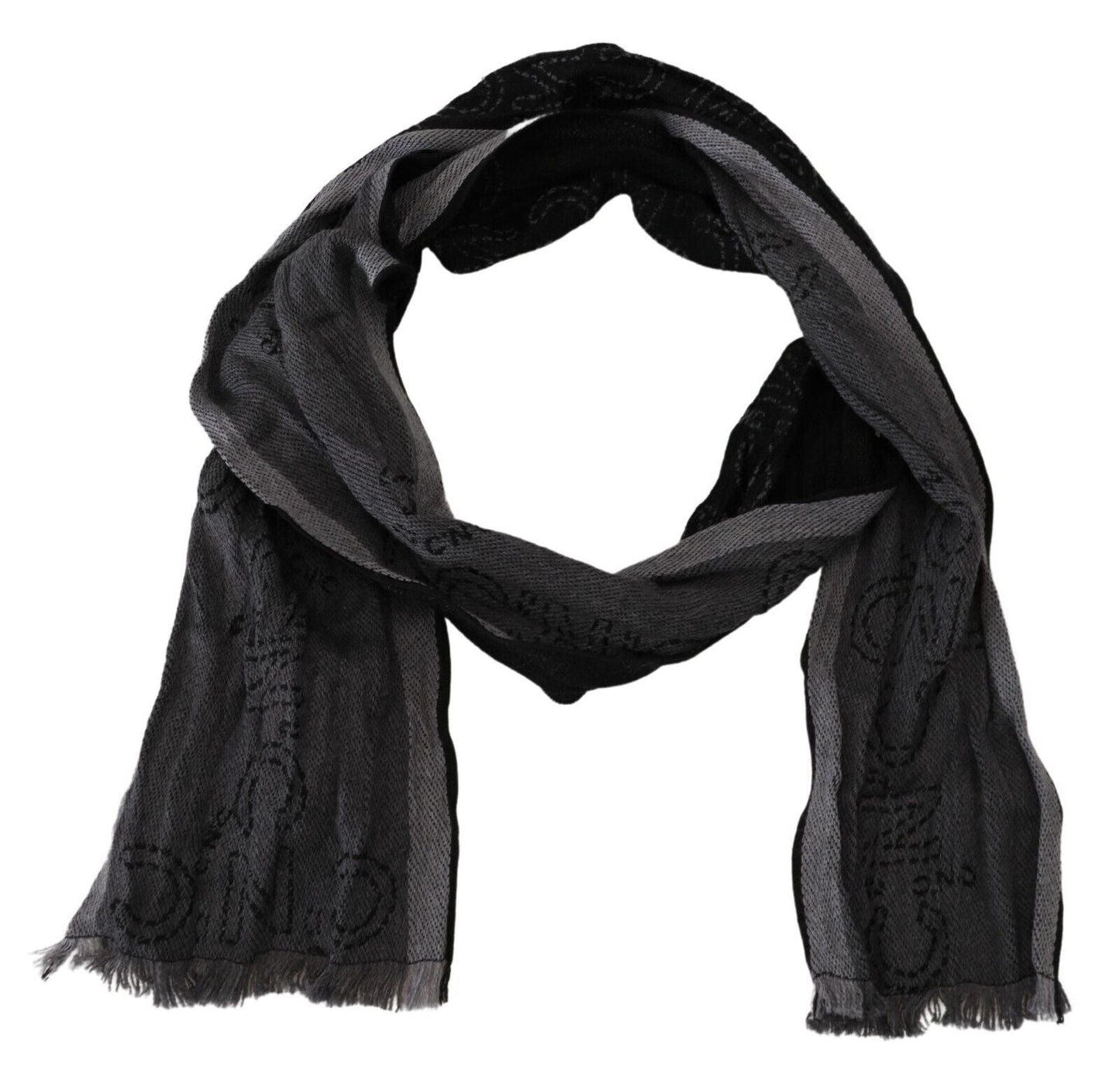 Costume National Black Grey Logo Print Men Neck Wrap Shawl Men's Scarf