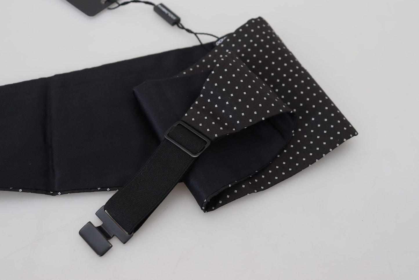 Dolce & Gabbana Black Polka Dot Wide Waist Men Belt Men's Cummerband