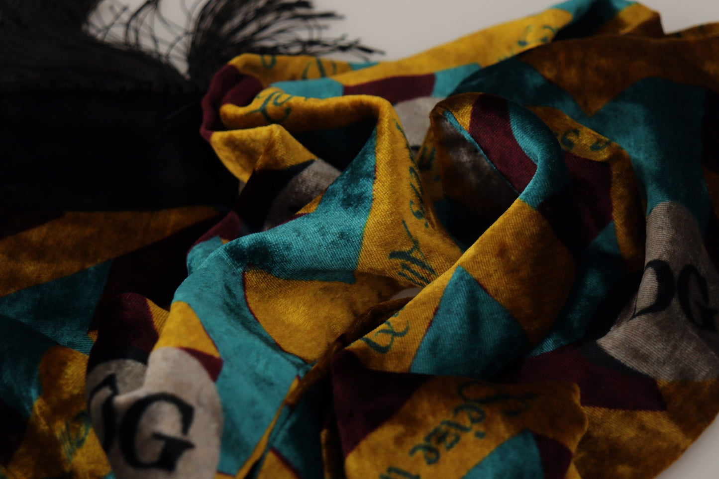 Dolce & Gabbana Multicolor DG Logo Print Shawl Wrap Fringe Men's Scarf