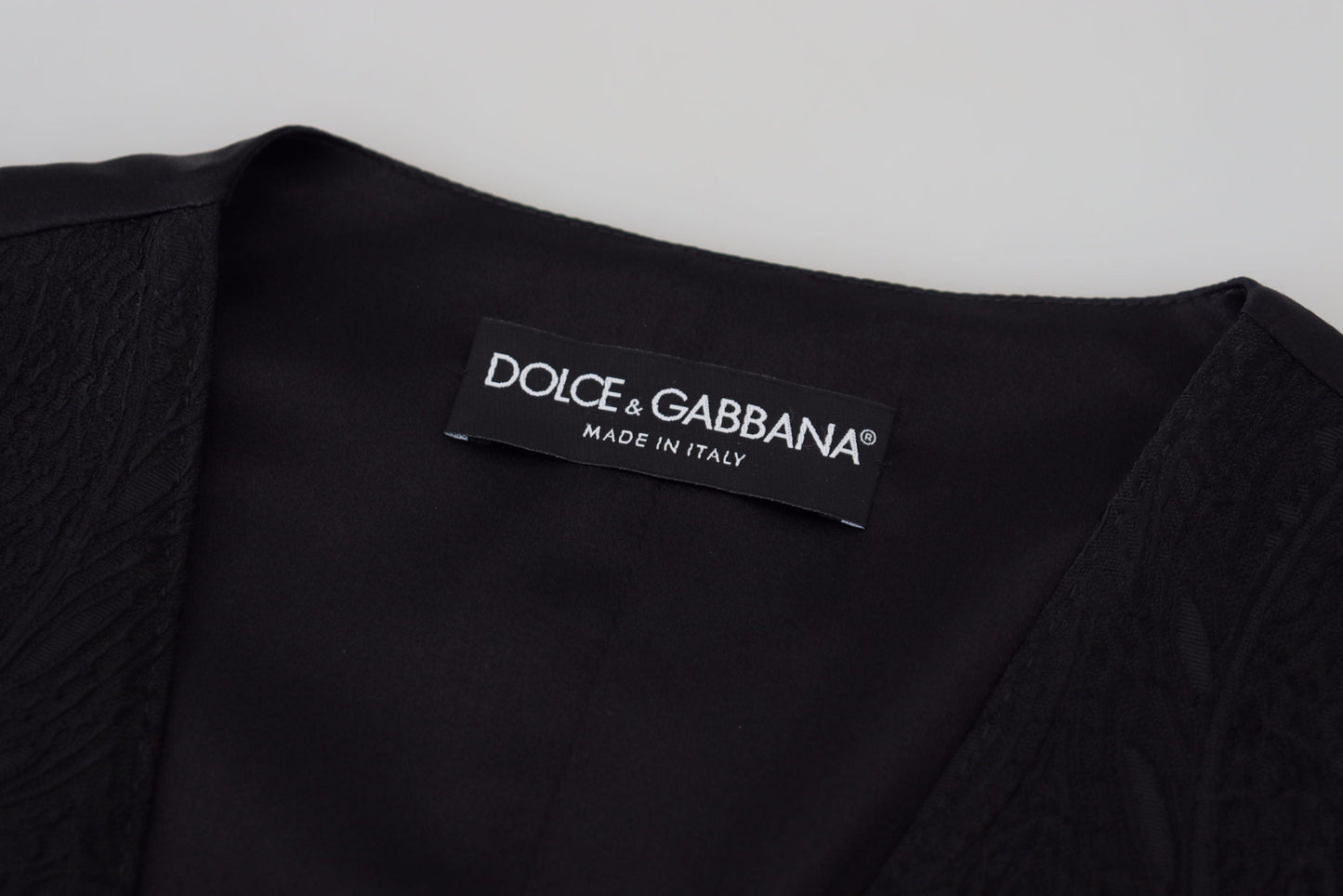 Dolce & Gabbana Black Brocade Button Down Sleeveless Vest Women's Top