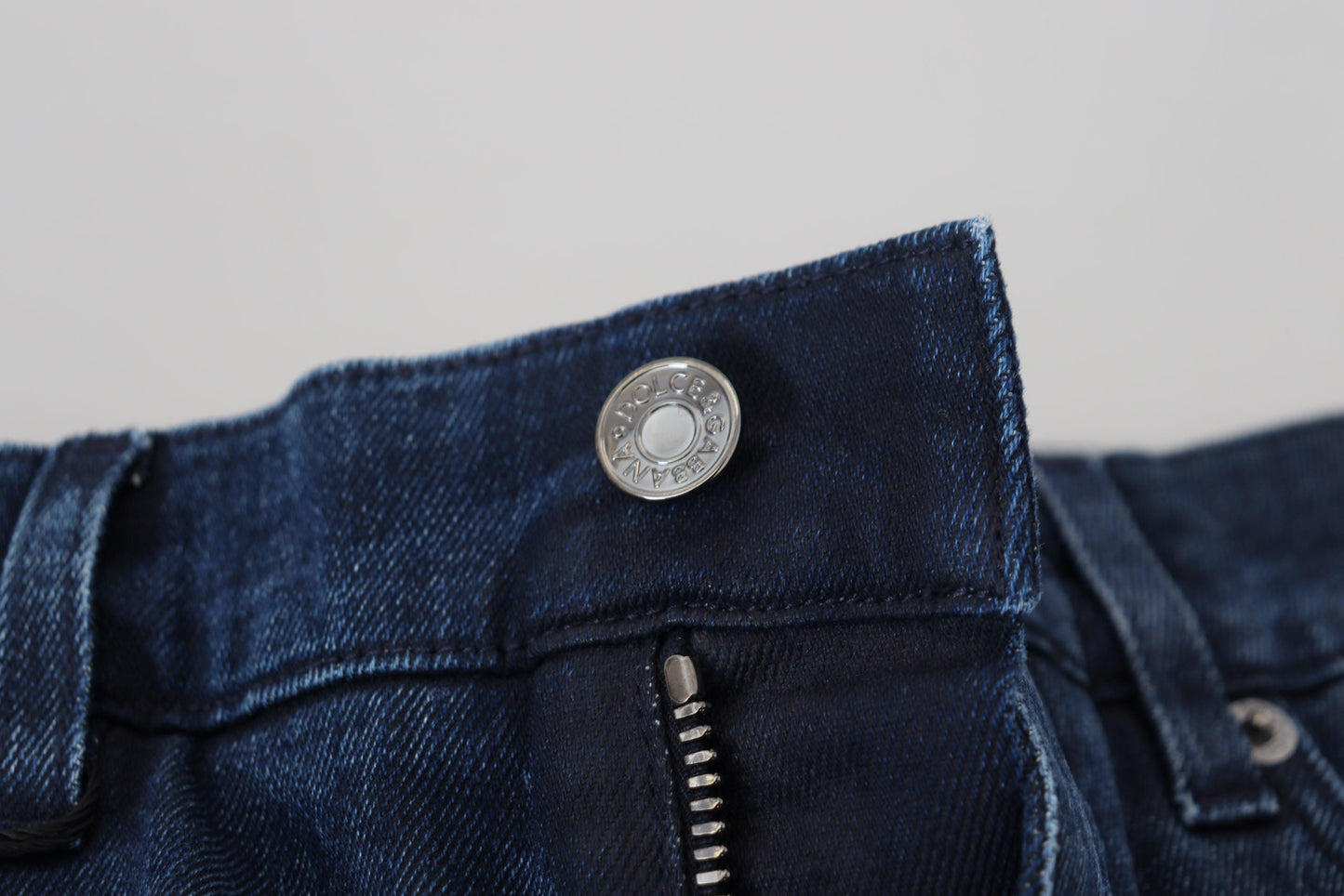 Dolce & Gabbana Blue Cotton Skinny Tattered Denim Men's Jeans
