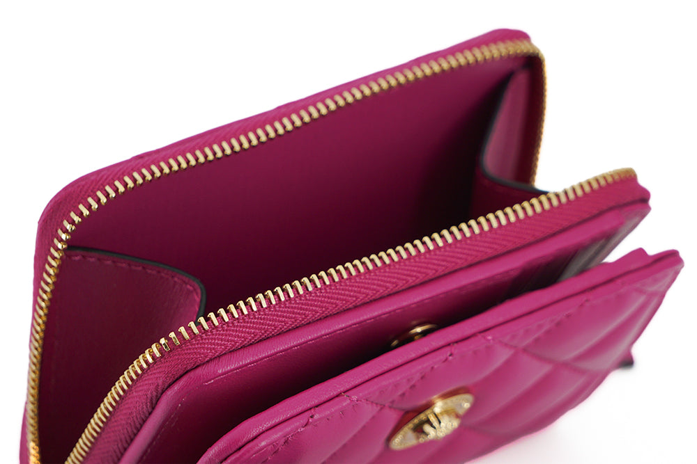Versace Purple Nappa Leather Bifold Zip Around Women's Wallet