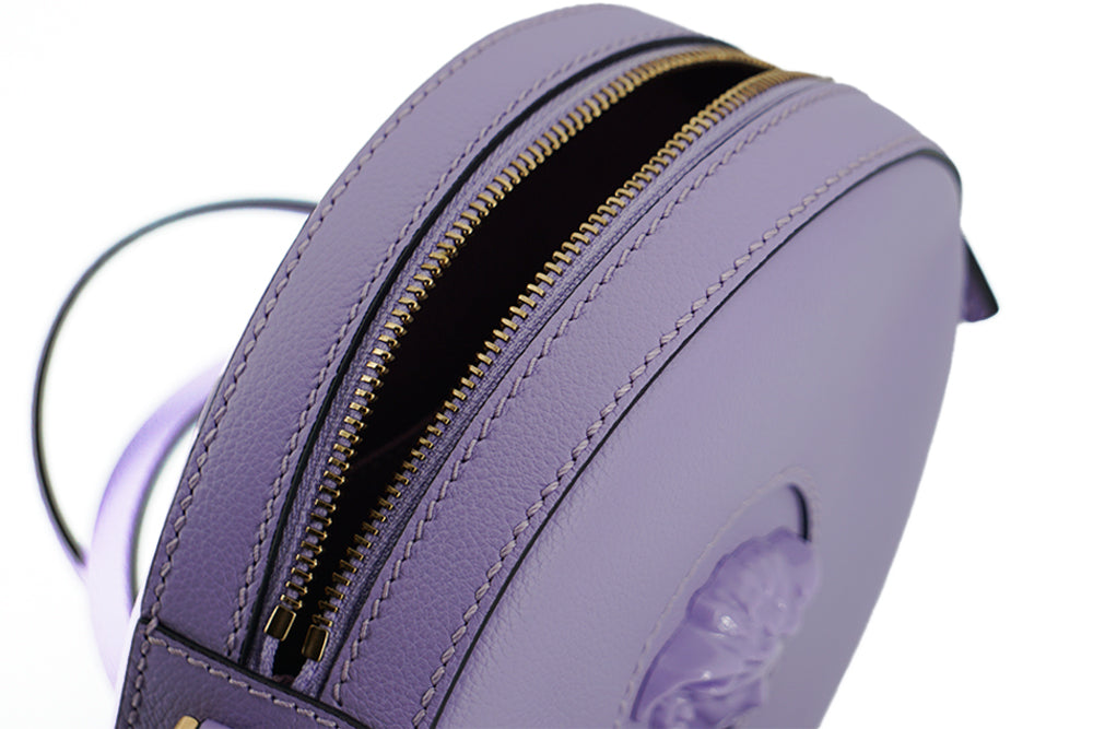 Versace Purple Calf Leather Round Disco Shoulder Women's Bag